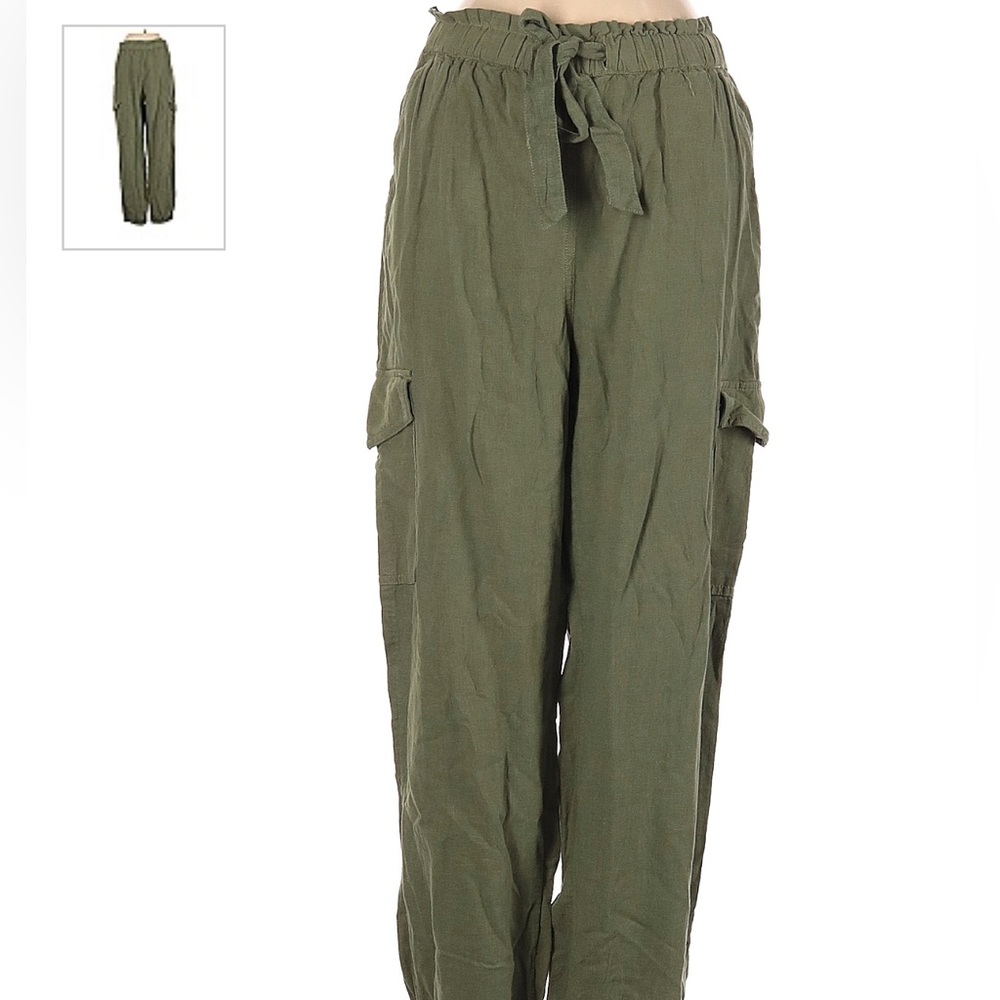 Flowy green linen pants